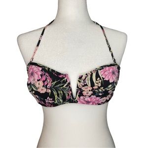 Abercrombie & Fitch Bikini Top Pink & Black Tropical Size Small